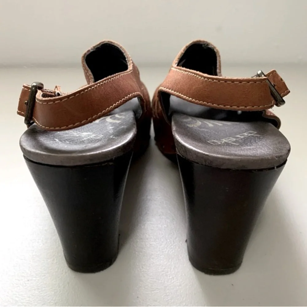 Dansko Laser Cutout Leather Block Heel Platform Sandals